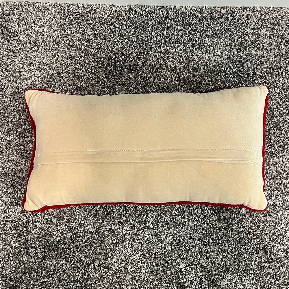 Joyful Red and Cream Holiday Pillow